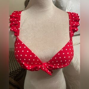 California Waves Red and White Polka Dot Bikini Top